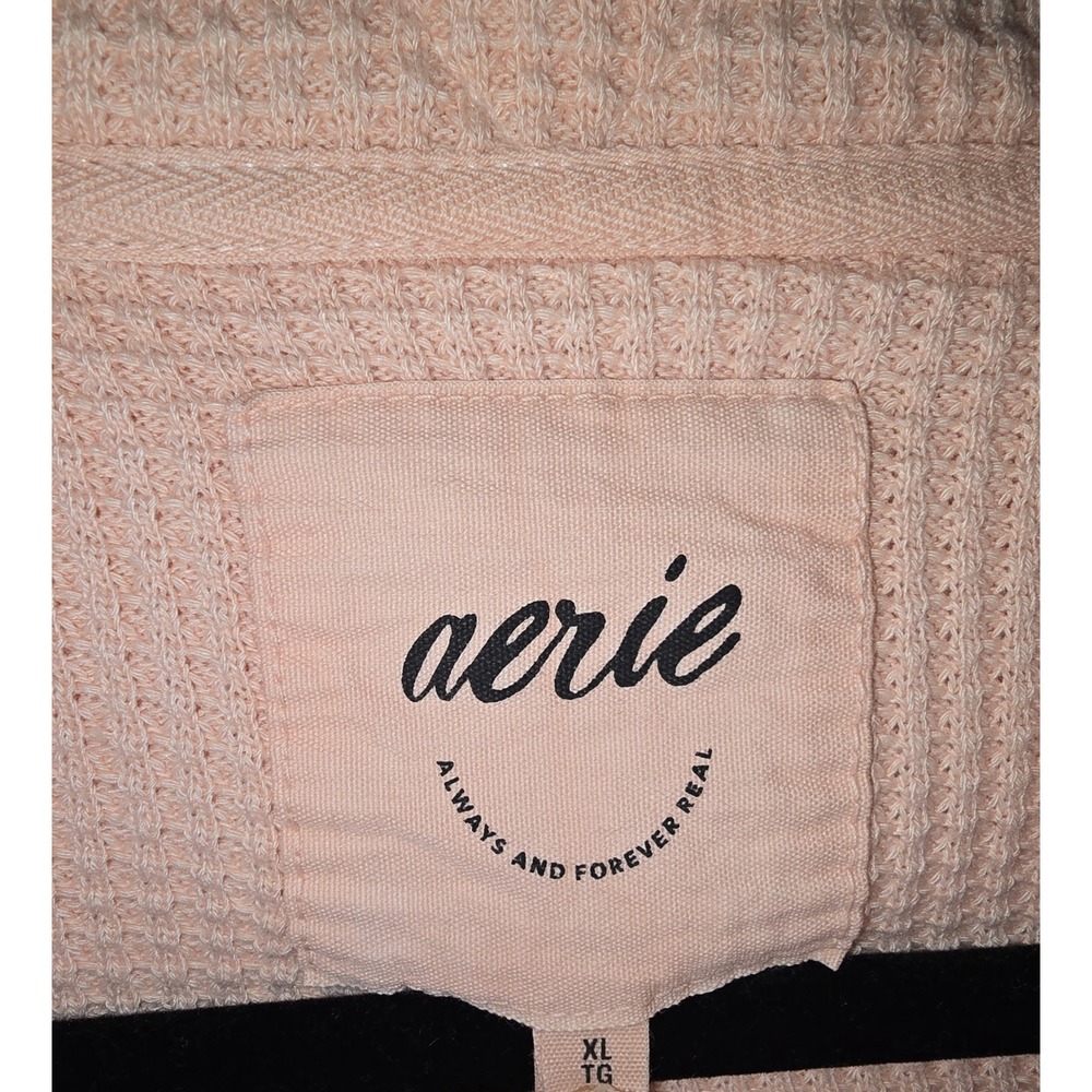 aerie Light Pink Pullover Snap-Tab Funnel Neck Sweatshirt - Picture 4 of 5